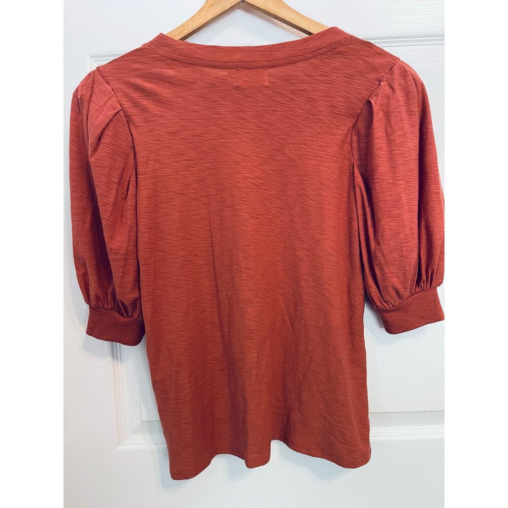 Nation Ltd  Puff Sleeve Crewneck Tee size S Red Clay - Picture 2 of 8